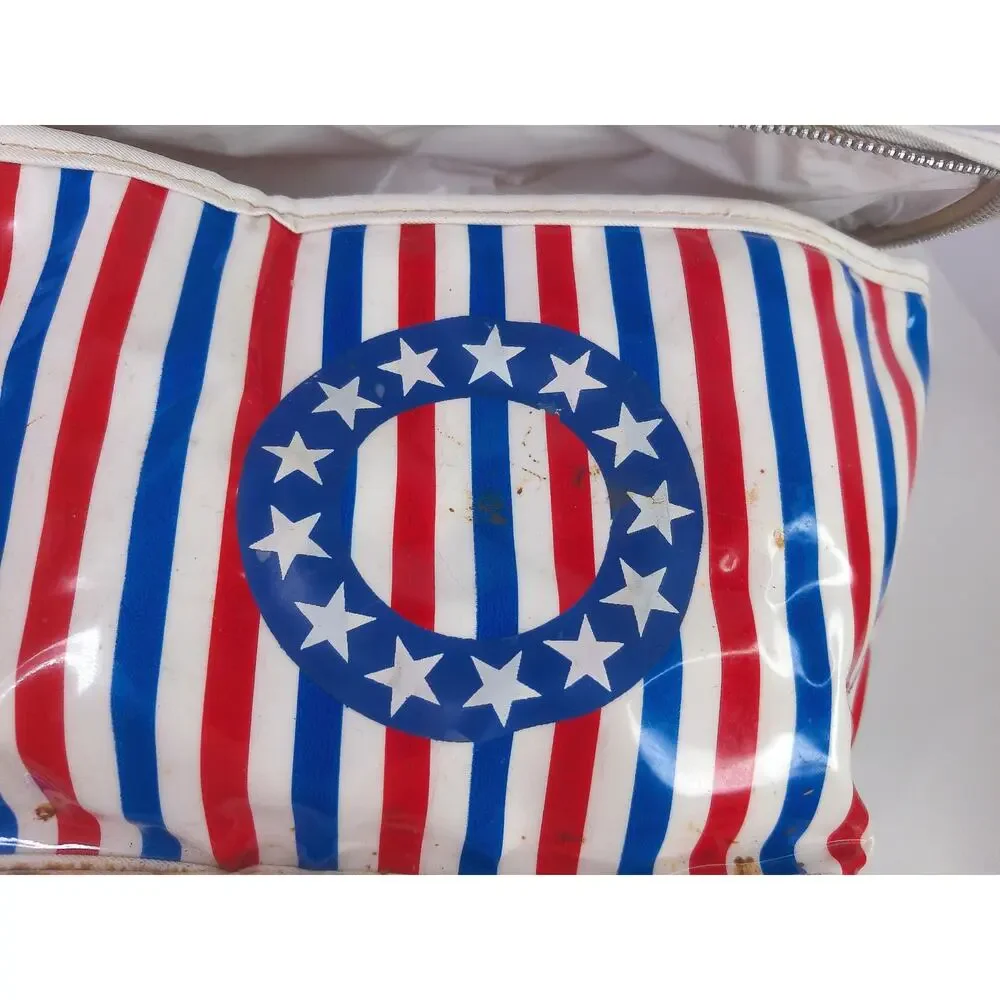 Vintage Prepac Vinyl Insulated Cooler Bags Red White Blue Stripes Set of 2